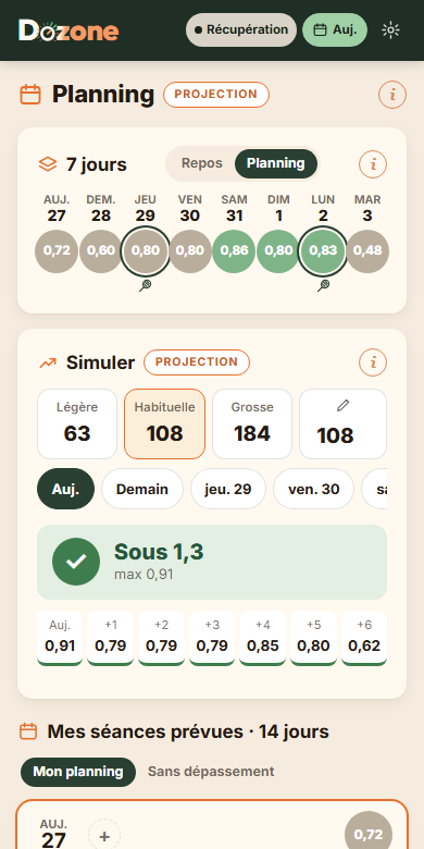 Simuler une séance